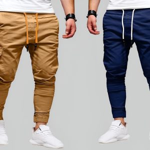 Premium 6 Pocket Cargo Jogger’s Pant For men’s (Combo) Blue and Khaki