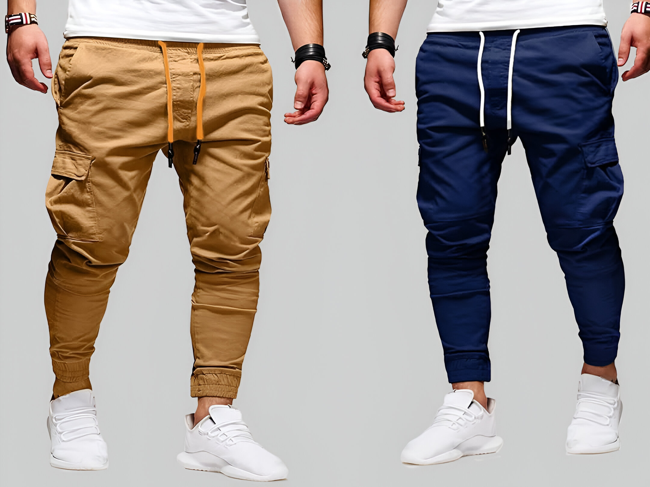 Premium 6 Pocket Cargo Jogger’s Pant For men’s (Combo) Blue and Khaki