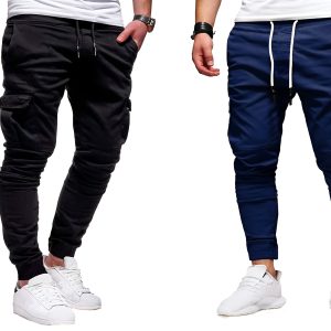 Premium 6 Pocket Cargo Jogger’s Pant For men’s (Combo) – Black and Blue