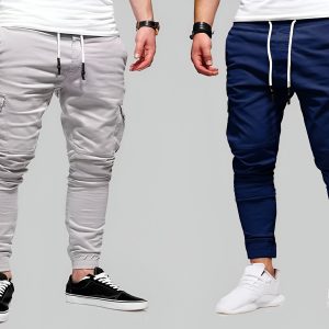 Premium 6 Pocket Cargo Jogger’s Pant For men’s (Combo) Blue and Light Ash