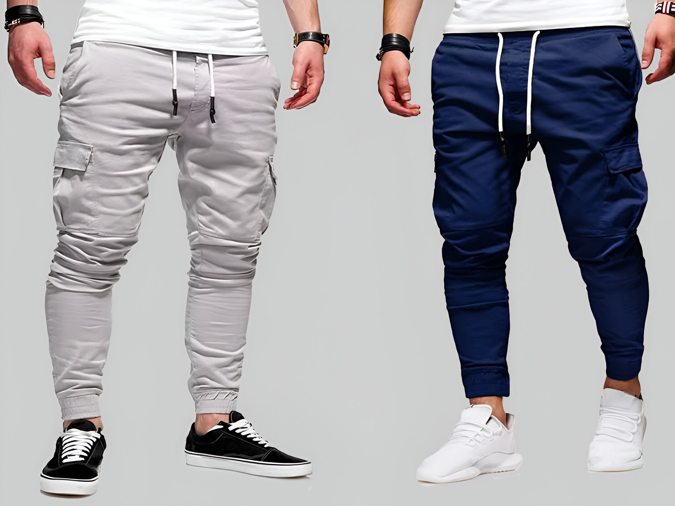 Premium 6 Pocket Cargo Jogger’s Pant For men’s (Combo) Blue and Light Ash
